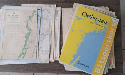 Flinke stapel oude zeekaarten - Scandinavië - gratis afhalen, Watersport en Boten, Navigatiemiddelen en Scheepselektronica, Gebruikt