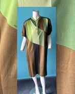 Vintage jaren 70 jurk groen/bruin maat 46, Bruin, Verzenden, Maat 46/48 (XL) of groter, Vintage