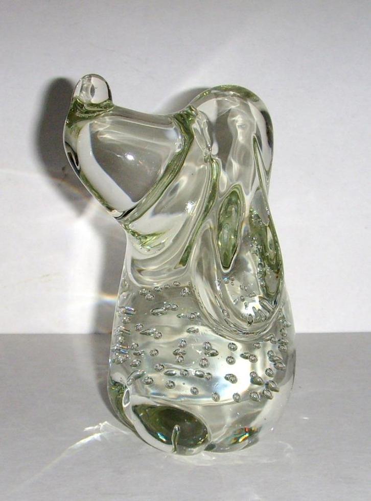 Helder art glas Basset hond presse-papier met lucht bellen., Antiek en Kunst, Antiek | Glas en Kristal, Ophalen of Verzenden