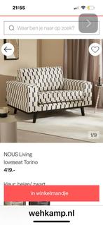 Nous Living Loveseat Torino - Zwart/Wit, Huis en Inrichting, Fauteuils, Ophalen, Zo goed als nieuw, Stof, 75 tot 100 cm