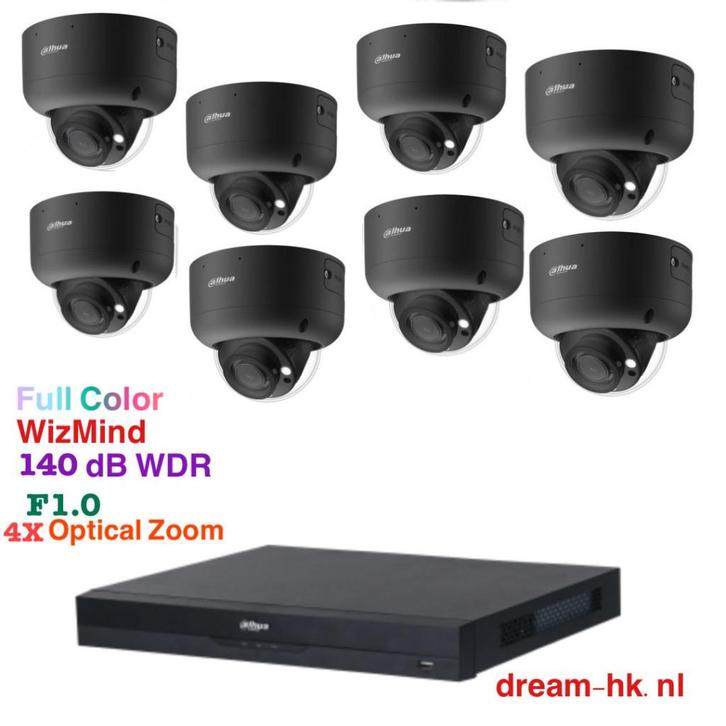 4MP Dahua  Full Color WizMind set/8CH NVR+8x camera's Pro, Audio, Tv en Foto, Videobewaking, Nieuw, Buitencamera, Ophalen of Verzenden