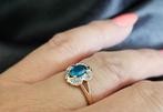 Gouden Vintage ring edelsteen topaas en diamant. 2025/359., Blauw, ., Ophalen of Verzenden, Zo goed als nieuw