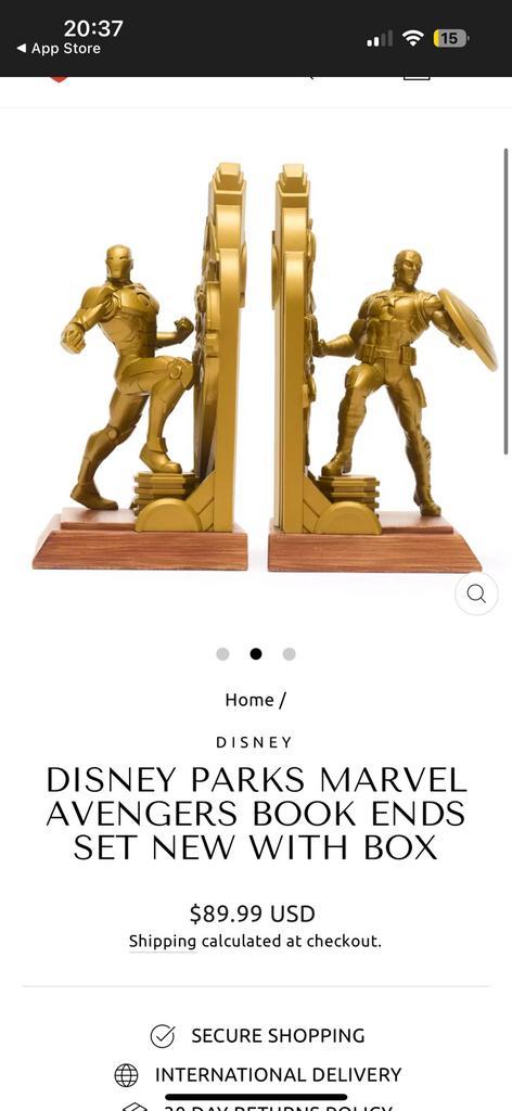 Gouden Marvel the Avengers Boekensteunen., Antiek en Kunst, Kunst | Beelden en Houtsnijwerken, Ophalen of Verzenden