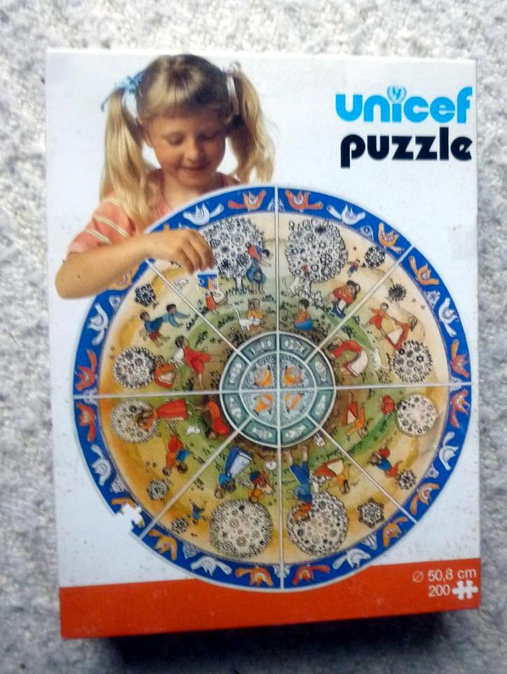 Unicef puzzel 200 stukjes, Mensen in beeld - compleet, Hobby en Vrije tijd, Denksport en Puzzels, Gebruikt, Legpuzzel, Minder dan 500 stukjes