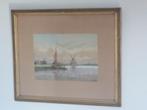 Hendrik Hulk (1842-1937) aquarel vissersschip, Ophalen of Verzenden
