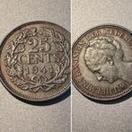 Zilveren kwartje nederland 1941, Ophalen of Verzenden, Koningin Wilhelmina, 25 cent