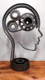 Metal art, gearhead & chainbrain Industriële kunst object, Ophalen of Verzenden