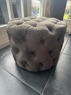 Riviera Maison grijze velvet poef, Ophalen, Rond, Minder dan 50 cm, Zo goed als nieuw