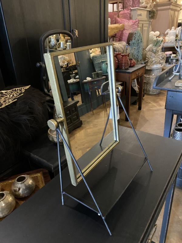 Spiegel, kantelspiegel, make-up spiegeltje, zwart goud VdlM, Huis en Inrichting, Woonaccessoires | Spiegels, Nieuw, Minder dan 50 cm