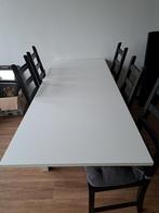 IKEA Tafel Wit + 5 Stoelen Bruin/Zwart., Huis en Inrichting, Tafels | Eettafels, Vijf personen of meer, 150 tot 200 cm, Rechthoekig