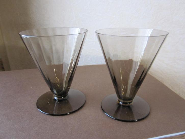 Zeven art deco fumi kristal aperitief glazen - optisch, Antiek en Kunst, Antiek | Glas en Kristal, Verzenden