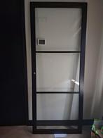 Glazen binnendeur met zwart frame, Ophalen, 80 tot 100 cm, Binnendeur, Zo goed als nieuw
