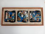 Keramiek kunst Henk Potters 44,5x19,5 ingelijst op linnen., Antiek en Kunst, Kunst | Overige Kunst, Ophalen of Verzenden