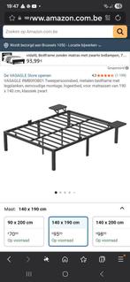 bed 140 bij 190, Ophalen, Zwart, Tweepersoons, 140 cm