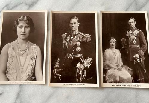 3x ak Engeland koningshuis elizabeth en King George VI, Verzamelen, Koninklijk Huis en Royalty, Gebruikt, Kaart, Foto of Prent