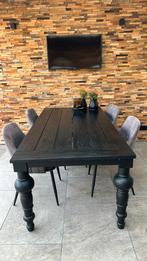 Zwarte houten tafel van fonteyn, Ophalen, 50 tot 100 cm, Zo goed als nieuw, Vijf personen of meer
