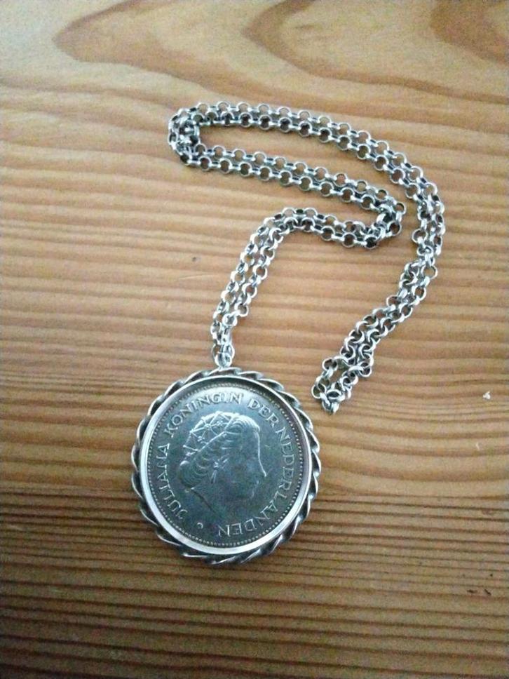 Zilveren 10 Gulden Munt Hanger - Nederland Herrijst, Sieraden, Tassen en Uiterlijk, Kettingen, Ophalen