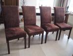 Vier bruine eetkamer stoelen, Huis en Inrichting, Ophalen, Hout, Gebruikt, Bruin