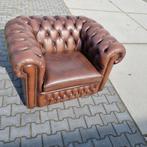XL Chesterfield club fauteuil Engels bruin + GRATIS BEZORGD, Huis en Inrichting, Fauteuils, Chesterfield, Gebruikt, Leer, Ophalen of Verzenden