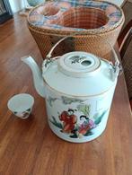 Antiek theeset met rieten theemuts, Ophalen of Verzenden