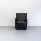 2x Leolux Dolcinea Fauteuil Zwart Leer - Aluminium Pootjes, Huis en Inrichting, Fauteuils, Minder dan 75 cm, Ophalen of Verzenden
