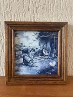 Houten lijst met tegel. ca. 19,5 x 19, cm (LxB), Ophalen of Verzenden
