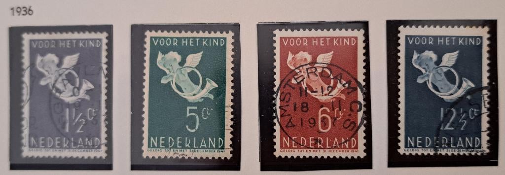 Nederland 1936 nvph 289/292 gest. (Davo), Ophalen of Verzenden, T/m 1940, Gestempeld