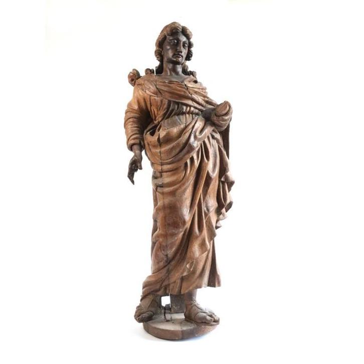 Barok Sculptuur Heilige Johannes de Evangelist, 17de eeuw, Antiek en Kunst, Antiek | Religie, Ophalen