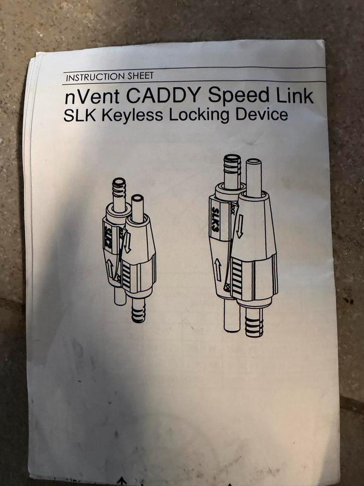 nVent CADDY Speed Link SLK Keyless Locking Device, Auto diversen, Handleidingen en Instructieboekjes, Ophalen of Verzenden
