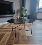 Zwarte, met goud marmeren salontafel, Huis en Inrichting, Ophalen, Minder dan 50 cm, Gebruikt, Rond