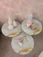 4 Bijzettafels Marmerlook - Set, Huis en Inrichting, Tafels | Sidetables, Ophalen, Rond, Minder dan 50 cm, Zo goed als nieuw