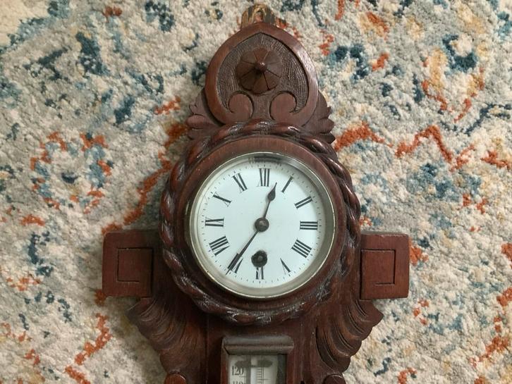 Antieke Wandklok met Barometer & Thermometer, Antiek en Kunst, Antiek | Klokken, Ophalen