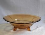 Art Deco schaal amberkleur op 3 pootjes, Ophalen of Verzenden