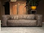 Stoere Vintage Strake Leren Lounge bank, Gebruikt, 100 tot 125 cm, Leer, Ophalen of Verzenden