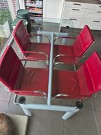 10 * Thonet S61 V slede stoel rood leer met vloerglijder, Huis en Inrichting, Stoelen, Ophalen, Vijf, Zes of meer stoelen, Rood