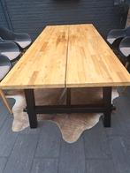 Eettafel, acacia/zwart, 235x100 cm, Huis en Inrichting, Tafels | Statafels, Ophalen, Zo goed als nieuw