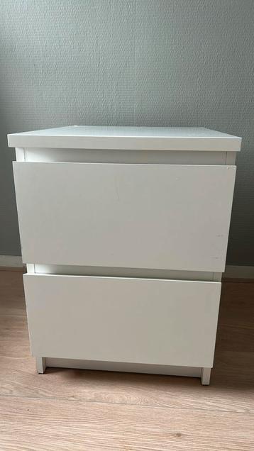 Ikea Malm nachtkast wit met 2 lades B40xD48xH55cm - afbeelding 3