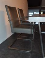 T.K. 4 MOOIE EETKAMERSTOELEN LEER, Ophalen, Leer, Zo goed als nieuw, Vier