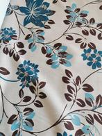 Restpartij gordijnstof met bloemenprint - Blauw/beige, Hobby en Vrije tijd, Stoffen en Lappen, Ophalen, Overige materialen, 120 cm of meer