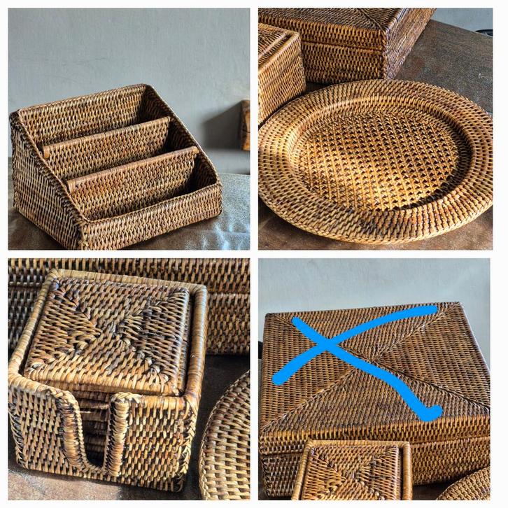 Mooie set van rattan pitriet birmariet. Ook los te koop, Huis en Inrichting, Woonaccessoires | Overige, Zo goed als nieuw, Ophalen of Verzenden