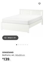 IKEA Songesand bed bedframe 140x200, Ophalen, Gebruikt, Wit, Tweepersoons