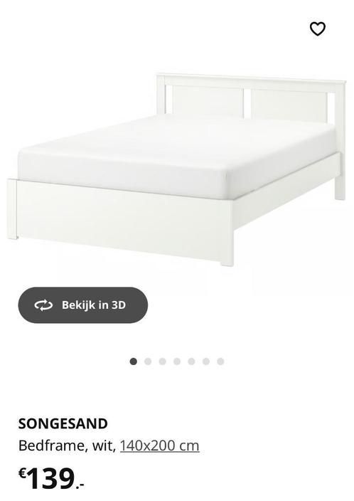 IKEA Songesand bed bedframe 140x200, Huis en Inrichting, Slaapkamer | Bedden, Gebruikt, Tweepersoons, 140 cm, 200 cm, Hout, Wit