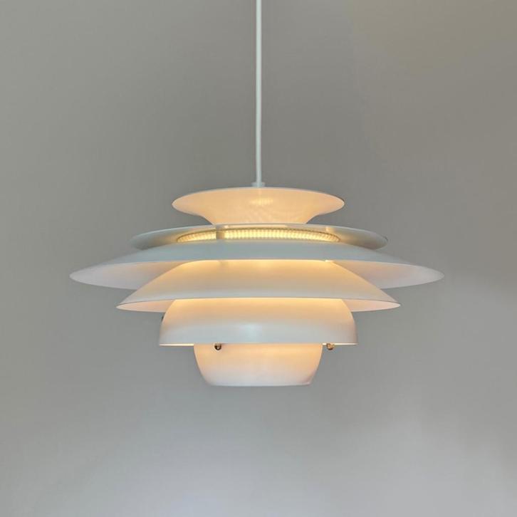 vintage Deens design SCHALENLAMP Jeka witte lamp Mid Century, Huis en Inrichting, Lampen | Hanglampen, Gebruikt, Minder dan 50 cm