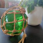 Glazen visdobber, retro,vintage, glazen bol hanger, macrame,, Huis en Inrichting, Woonaccessoires | Vazen, Overige kleuren, Ophalen of Verzenden