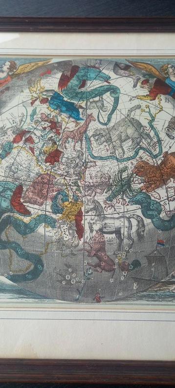 Antieke hemelkaart,met sterrenbeeld. beschikbaar voor biedingen
