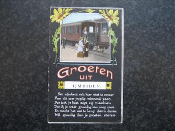 IJMUIDEN  Groeten uit Met trein wagons 1924