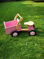 Houten kinderbakfiets roze, Ophalen, Nieuw, Rij- of Hobbelspeelgoed