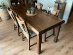 Houten eettafel met 4 stoelen, Huis en Inrichting, Tafels | Eettafels, Ophalen, 50 tot 100 cm, 150 tot 200 cm, Eikenhout