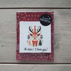 Kersttegeltje Rendier - 'Oh deer! I love you!' 10x10cm, Antiek en Kunst, Ophalen of Verzenden