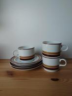 retro vintage koffieservies in bruin-wit 3 kop en schotel, Huis en Inrichting, Keuken | Servies, Ophalen of Verzenden, Zo goed als nieuw